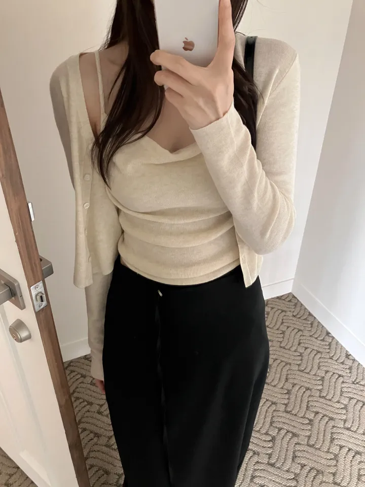 [만족후기/여리한핏]로수 셔링 나시 가디건 set(2컬러) 상세 이미지 5