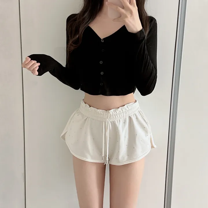 얄포롬🩷*슥걸치는/군살커버* 밀크 텐셀 굴림 크롭 브이넥 버튼 가디건/ 여름상의 얇은긴팔티 여친룩 필라테스 요가 햇빛가리개 대학생 여친룩 상세 이미지 17