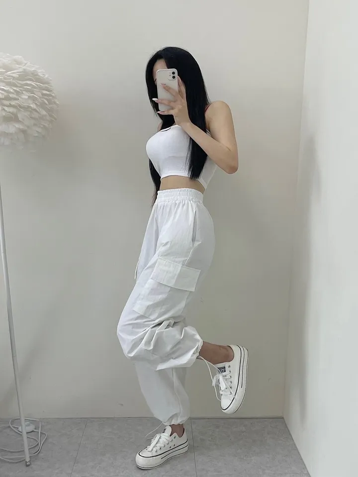 🎀국내제작/편한착용감/최저가강추/모델소장/시원한소재/오래착용가능🎀데일리 꾸안꾸 바스락 에스파 카고 조거 트레이닝 팬츠 상세 이미지 6