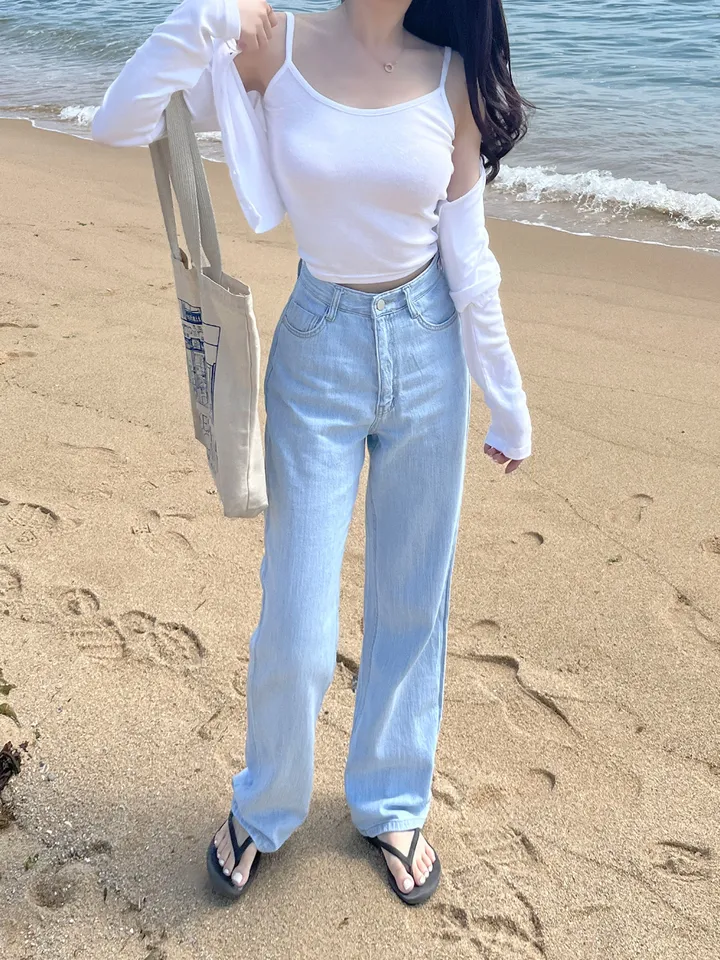 [자체제작/허리쏘옥/기본,롱ver] 후들후들 얇은 썸머 연청 와이드 데님 여름 청바지 롱팬츠 상세 이미지 43