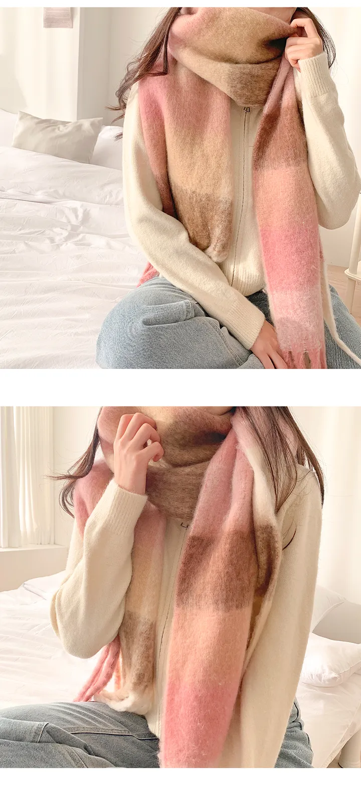 [뽀용폭닥💕] 파스텔체크 커플 롱 오버사이즈 머플러 목도리 여자목도리 남자목도리 겨울 겨울목도리 체크목도리 상세 이미지 18