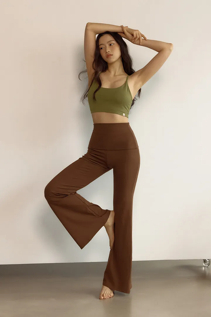 High Waist Bootcut Pants (Brown) 상세 이미지 4
