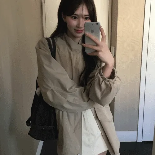 [최저가보장/가을아우터🍂] 포켓 밑단스트링 루즈핏 간절기 야상점퍼 야상자켓 바람막이-3colo