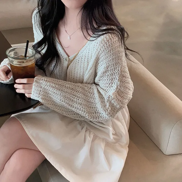 [아방🤍/new신상!]누가봐도 아방핏, 왕크롭 썸머 린넨 부클 원버튼 루즈핏 가디건 상세 이미지 10