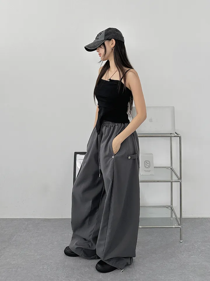 [사이드스냅🖤벌룬핏/나일론 2way스트링조절 비죠버튼 와이드팬츠] 비죠버튼벌룬와이드팬츠 상세 이미지 76