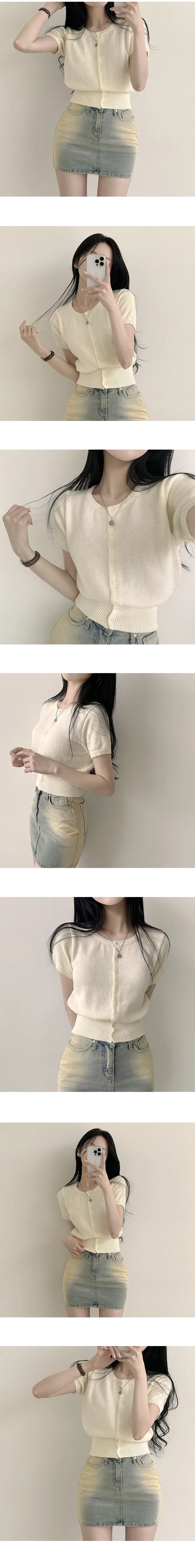 [허리잘록~/부드러워요] 색감맛집, 캐시 라운드 크롭 반팔 니트가디건 (5color) 상세 이미지 2