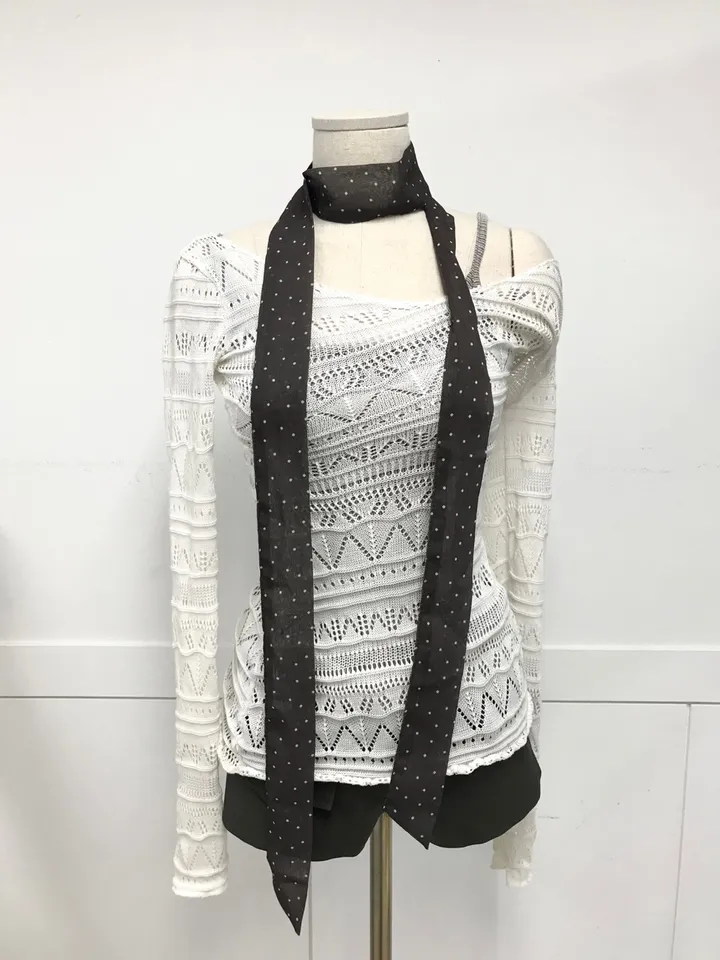 See-Through Knit Dress Top 상세 이미지 10