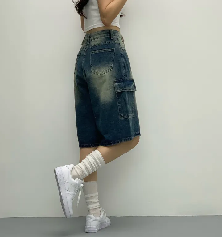 [인생버뮤다/~XL/5부기장] 버블 빈티지 워싱스트링 카고 버뮤다팬츠 5부 데님팬츠 청반바지 숏팬츠 여름팬츠 선데이이브닝 상세 이미지 20
