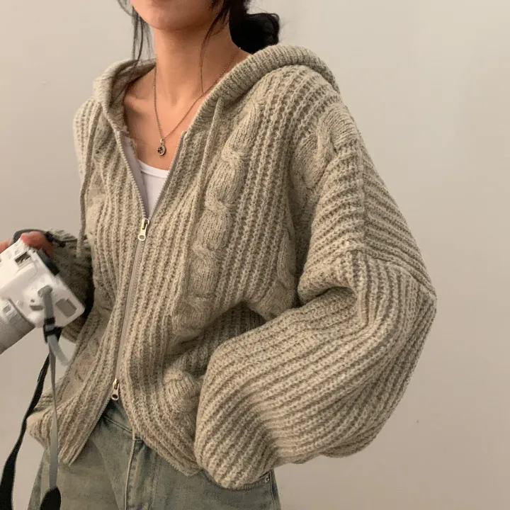 [단독!2가지버전!🤎/저렴이X] 폭닥 아방핏, 벌룬 투웨이 꽈배기 후드니트 집업 - 5color 상세 이미지 40
