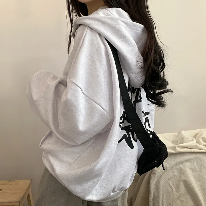 봄신상![넉넉/오버핏] 그래픽 뒷프린팅 레터링 오버 후드집업 4color 상세 이미지 6