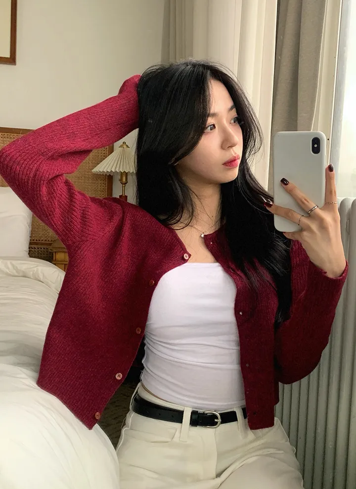 1+1할인🐰[루즈핏🤍] 베리 골지 라운드넥 가디건 상세 이미지 23