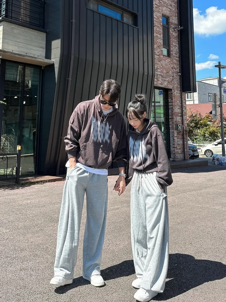 2사이즈/8컬러 커플 후드티 크롭 후드 남녀공용 오버핏 후드티 사이드 스냅 벌룬 팬츠 와이드 스트릿 긴팔 커플티 봄 가을 커플룩 시밀러룩 힙무드 루즈핏 꾸안꾸 트레이닝 세트 락스타 상세 이미지 56