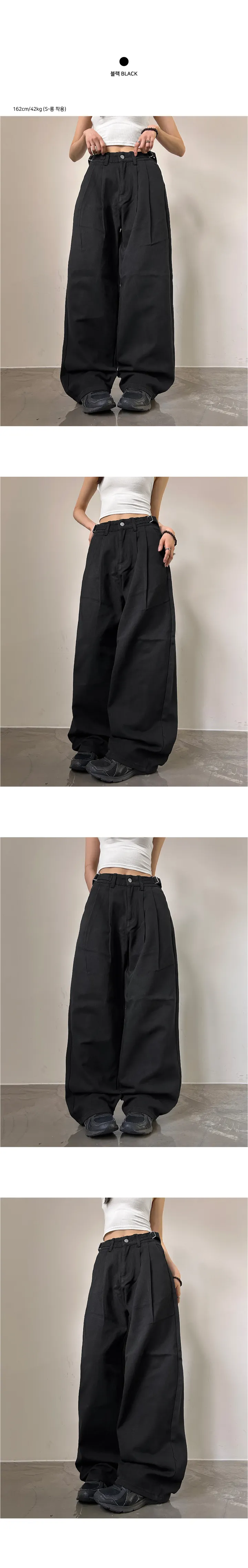 [숏,기본,롱/S~2XL] 릴토 비조 핀턱 코튼 롱 와이드 팬츠 상세 이미지 8