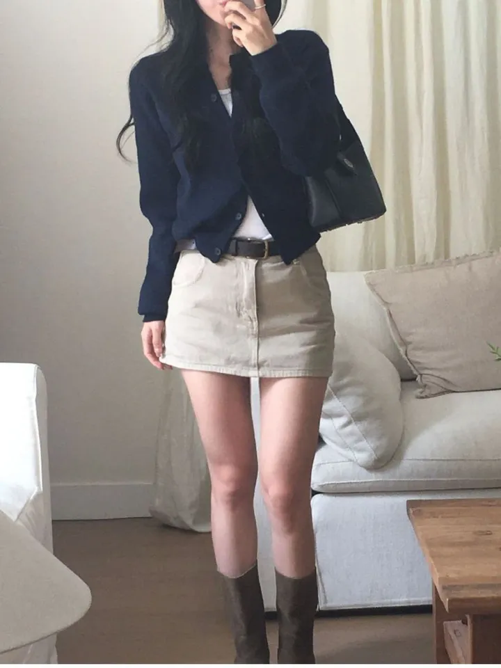 롯지 데일리 라운드 긴팔 가디건 (7color) - 가을 겨울 니트 기본 심플 베이직 버튼 간절기 아우터 상세 이미지 5