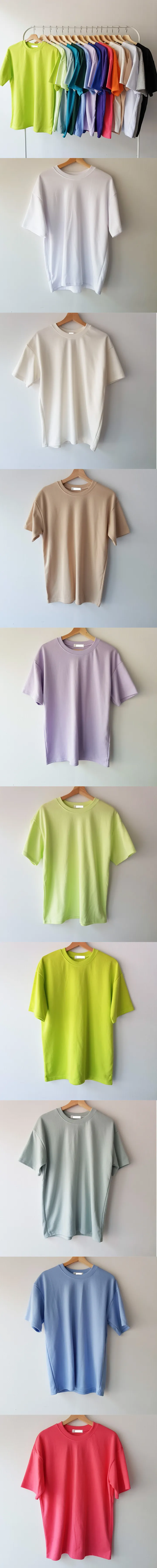 16color 빅사이즈 여름 박스티 부드러운 파스텔 오버핏 반팔티 상세 이미지 2