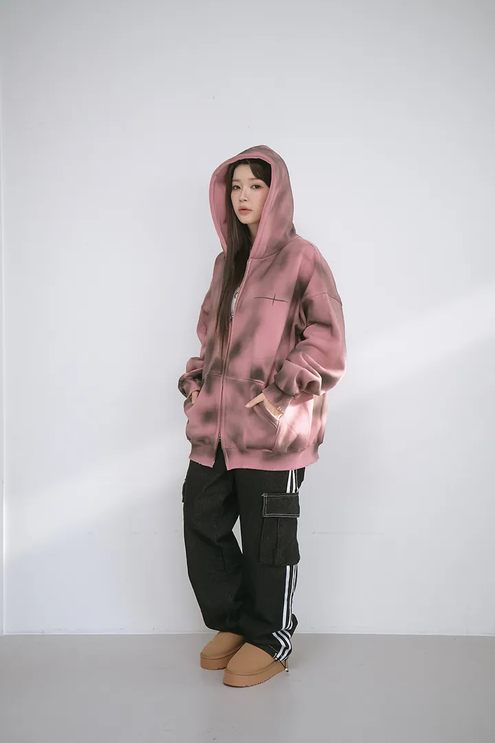 [UNISEX] 빈티지 워싱 더티 투웨이 후드집업 크롭 워싱  피그먼트 오버핏  핸드워머  커플룩 스트릿룩 빈티지룩 남여공용 유니섹스 크롭집업  빅사이즈 유니크 봄신상신상 물나염 상세 이미지 30