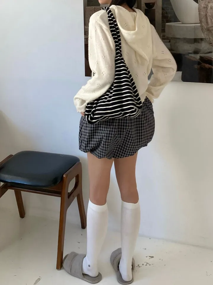 [💖뽀송/주문폭주]버터 플라워 펀칭 루즈핏 아방핏 단추 여리여리 니트 후드 가디건 상세 이미지 22