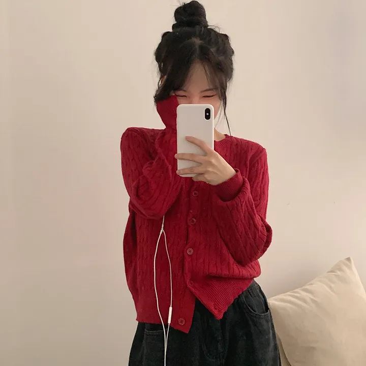 묶음할인🤍[겨울⛄️] 리즈 꽈배기 라운드 니트 가디건 상세 이미지 22