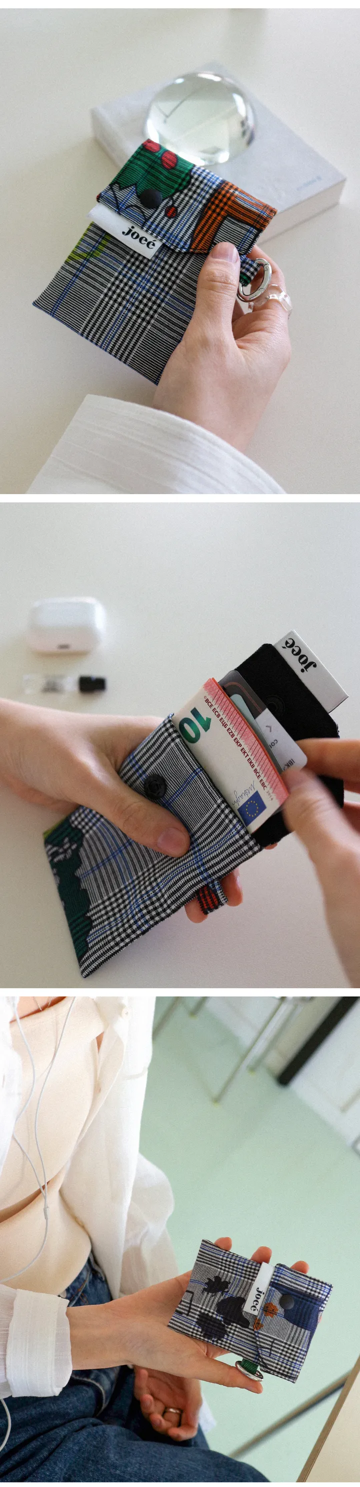 키치 체크 미니월렛 그레이 kitsch check mini wallet 상세 이미지 4