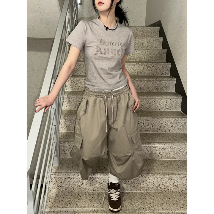 ★BEIGE 4/25 출고예정★[UNISEX]더블 포켓 커버 포인트 유니크 핀턱 카고 코튼 루즈 스트링 버뮤다 하프 팬츠(4color) 상세 이미지 47