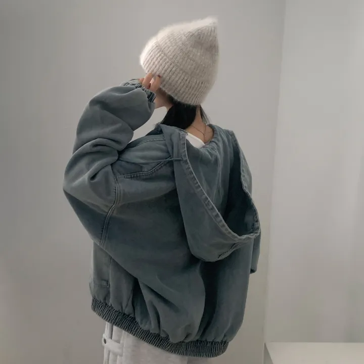 [전체퍼안감🤍/크롭VER추가!] 왕오버핏! 한겨울 투웨이 데님 양털 후드 패딩점퍼, 집업 - 2color 상세 이미지 10