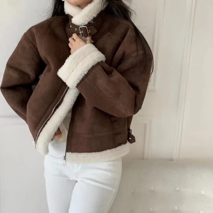 히놀라 ❤️스웨이드 하이넥 숏 무스탕 3color 상세 이미지 7