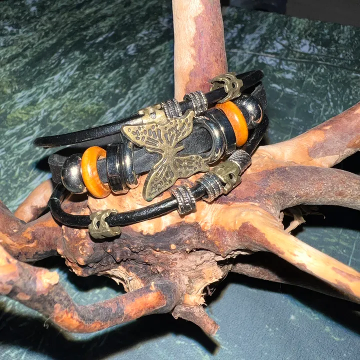 Butterfly Leather Bracelet / 팔찌 가죽팔찌 나비 나비팔찌 빈티지 히피 에스닉 오리엔탈 메탈 심플 데일리 유니크 포인트 상세 이미지 6