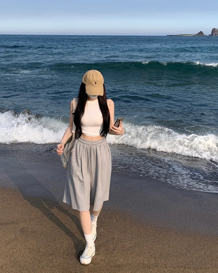 [핏보장🖤/L-XL] 발리 버뮤다 원턱 밴딩 와이드 숏 허리밴딩 트레이닝 팬츠 바지 키작녀 키큰녀 빅사이즈 남녀공용 상세 이미지 6