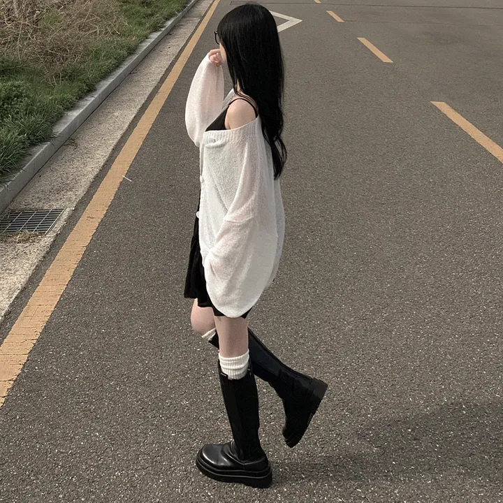 [햇빛차단☀️/왕오버핏!] 보호본능 왕박시 브이넥 여름 벌룬 가디건 빅사이즈 체형커버 살안타템 여행룩 상세 이미지 7
