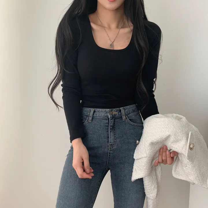 [기본템] 부드러운 U넥 긴팔티셔츠;4col 상세 이미지 24