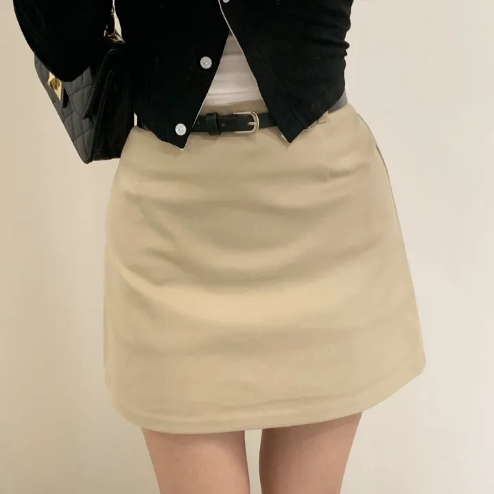 [벨트 SET] 미우 베이직 미니스커트 / 치마 속바지O 데이트룩 하객룩 나들이룩 모던 봄 스커트 미니멀 상세 이미지 5