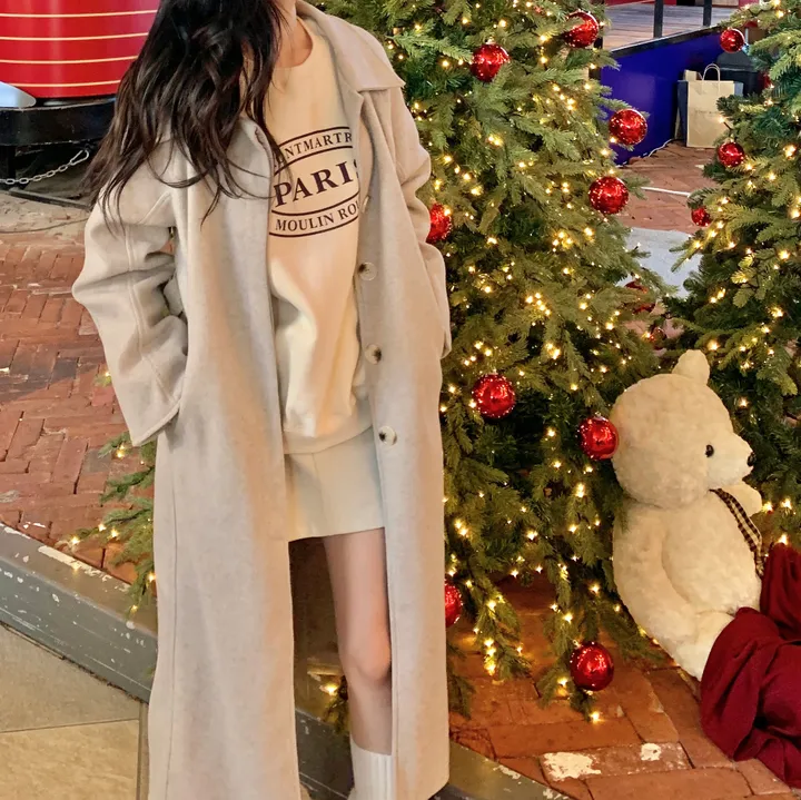 [wool30%/고퀄리티] 히든 버튼 오버핏 벨트세트 허리끈 발마칸 싱글 롱 코트 상세 이미지 3