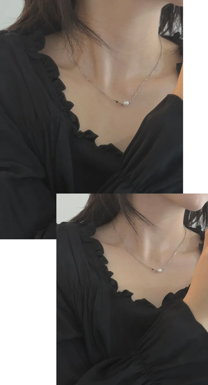 담수진주 블랙포인트 써지컬 체인 목걸이 (1color) 상세 이미지 6