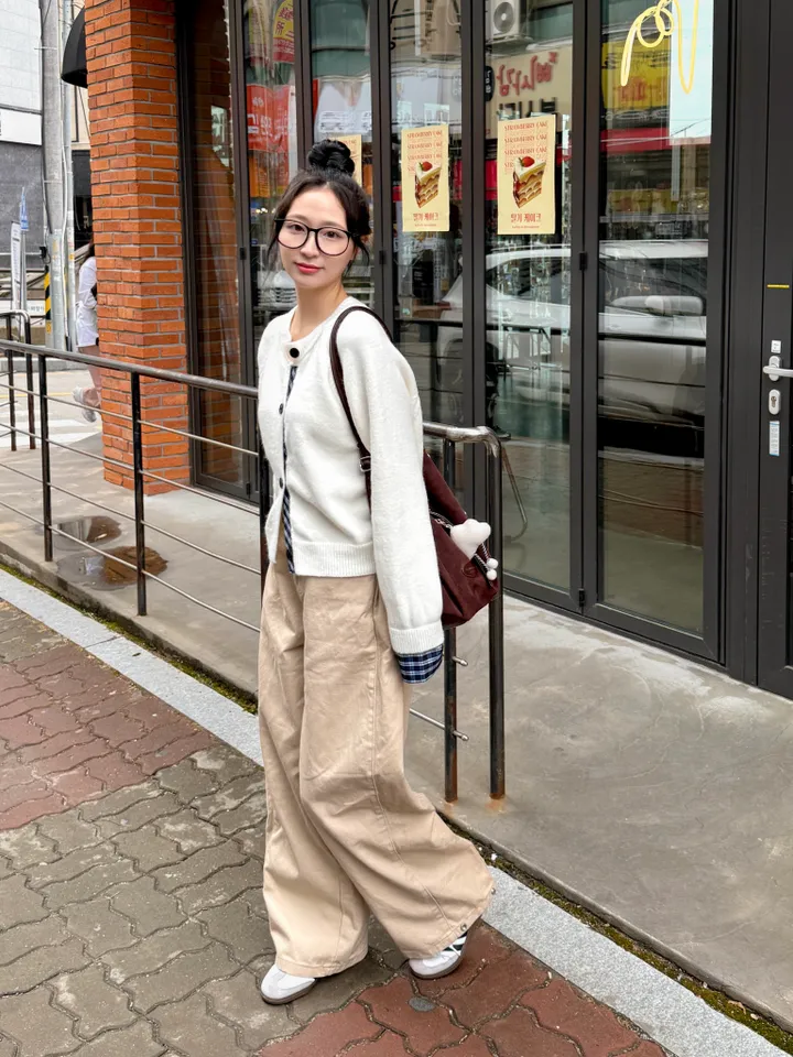 [5color/개강룩] 체크 배색 니트 가디건 상세 이미지 3
