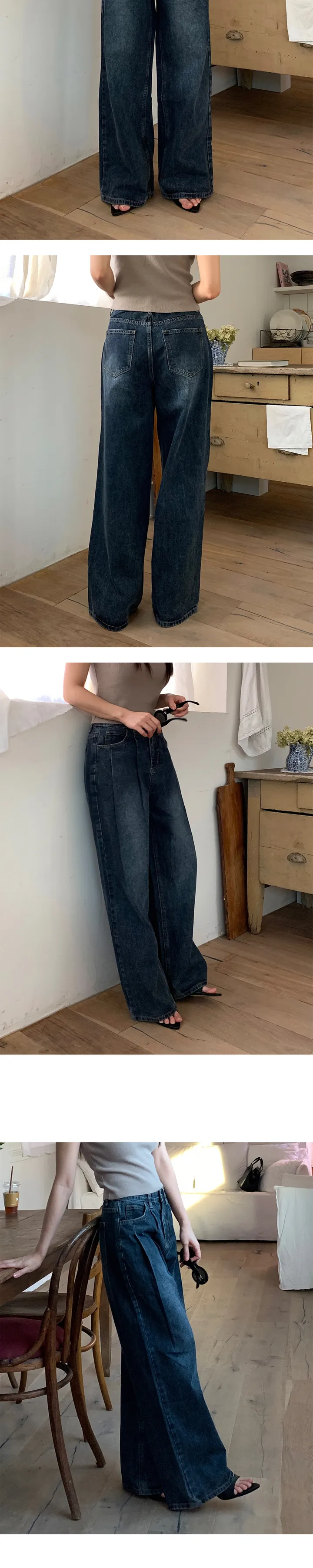 [숏/기본/롱] 3TYPE 버켄즈 와이드 핀턱 데님 팬츠 상세 이미지 11