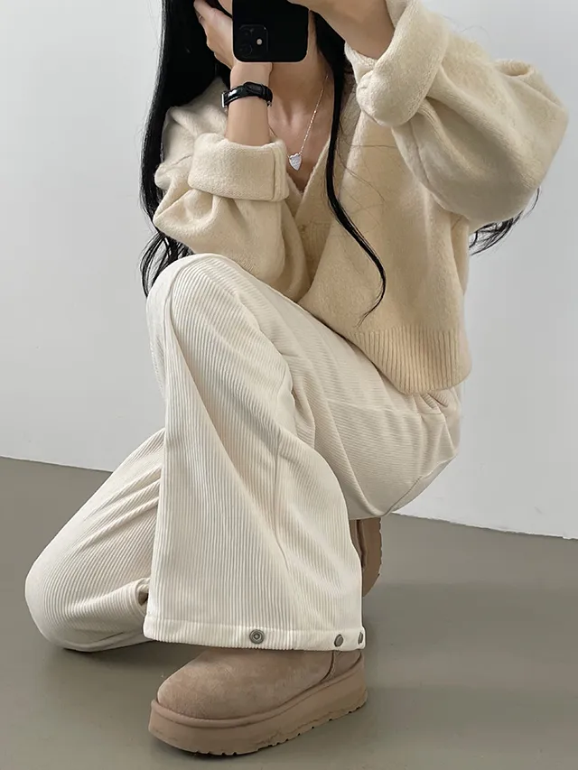 [한파대비/3기장~2XL!] 스냅버튼 융기모 코듀로이 골덴 폴딩 와이드팬츠 4color 상세 이미지 17