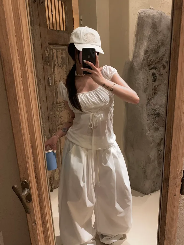 (UNISEX) 머니 나일론 더블 핀턱 스트링 벌룬 PT / 오버핏 와이드 밴딩 트레이닝 벌룬핏 팬츠 바지 와이드팬츠 벌룬팬츠 트레이닝팬츠 나일론팬츠 나일론바지 간절기 봄 여름 상세 이미지 22