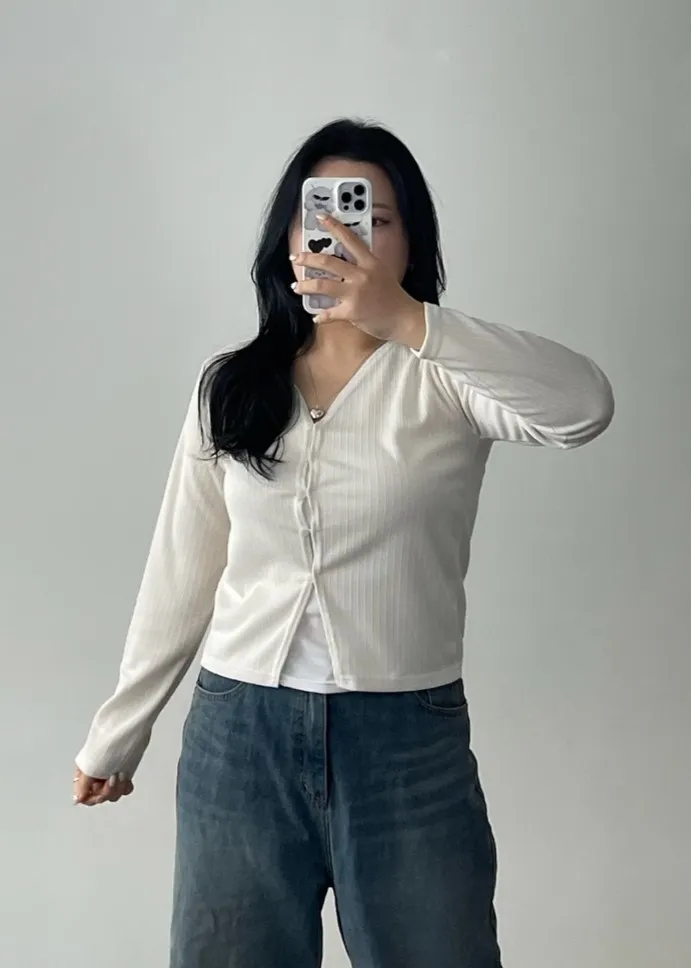 [2사이즈] 색감굿@ 가디건 브이넥 레이어드 여리핏 빅사이즈 크롭 봄옷  통통 베이직 꾸안꾸 상세 이미지 58