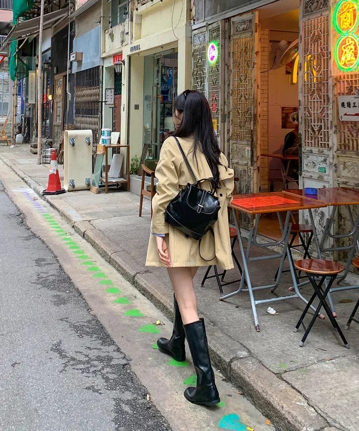 [귀욤아방핏🤎완전강츄] 하이넥 하프 숏 트렌치코트 오버핏 루즈핏 A라인 케이프 바바리 자켓 야상 점퍼 봄 가을 간절기 아우터 데일리룩 2COL 상세 이미지 14