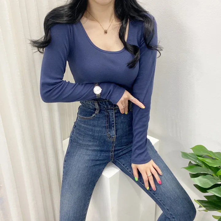🚀당일발송🚀[묶음할인/데일리템] 봄 가을 디아 카야 둥근 스퀘어 긴팔 티셔츠 이너티 상세 이미지 18