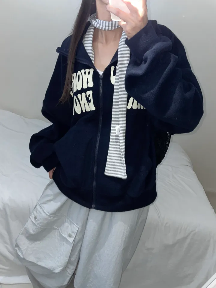 [unisex] 워킹 오버핏 뽀글이 후리스 집업 (2color) 상세 이미지 10