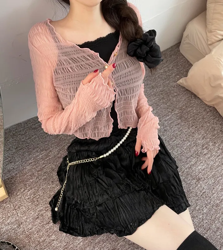 러핀 레이스 시스루 워머 가디건 상세 이미지 10