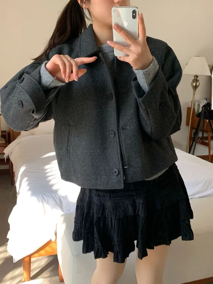 [아방루즈핏/💞러블리] 머스 카라 숏 코트 자켓 모직코트 상세 이미지 47