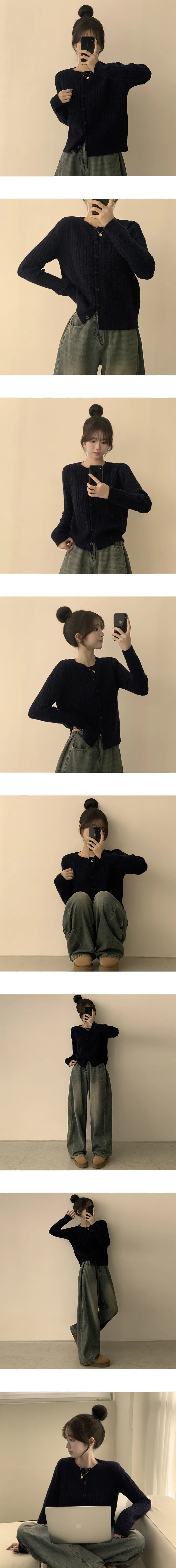 [9color/핏보장!] 부드러움 끝판왕, 뷰리 라운드 긴팔 꽈배기 겨울 허리잘록 니트 가디건 꽈베기 봄 데일리 기본 무지 아우터 9color 상세 이미지 4