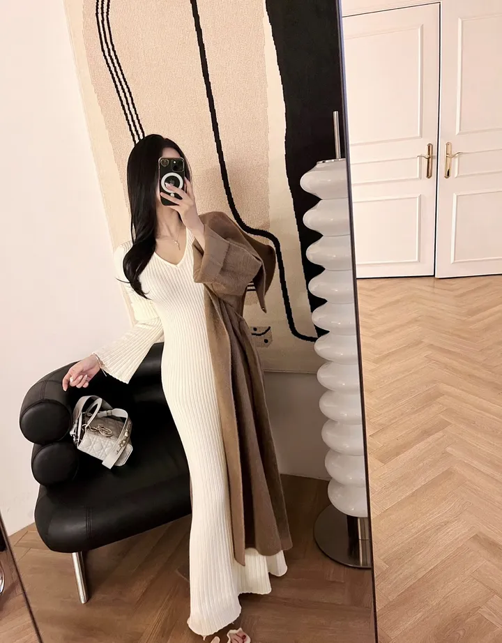 *무조건당일배송/강추* 까누아 빅숄카라 패치 밍크 롱 코트 가디건 [수입] 상세 이미지 9