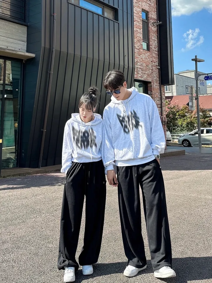 2사이즈/8컬러 커플 후드티 크롭 후드 남녀공용 오버핏 후드티 사이드 스냅 벌룬 팬츠 와이드 스트릿 긴팔 커플티 봄 가을 커플룩 시밀러룩 힙무드 루즈핏 꾸안꾸 트레이닝 세트 락스타 상세 이미지 26