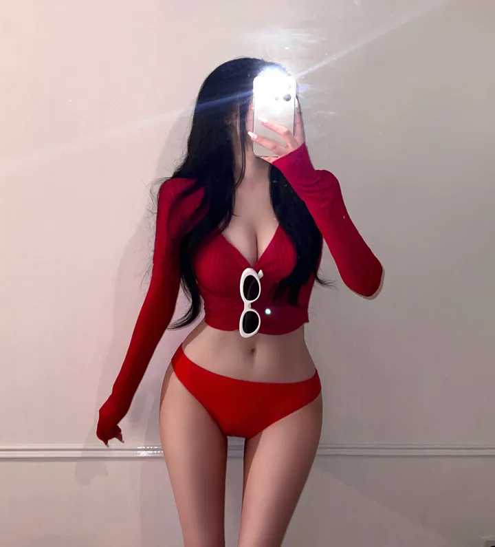 [왕볼륨보장!!/리얼미친핏] 섹시 글램 커버업 세트 3pcs 비키니 수영복 골지 시스루 크롭 가디건 팔뚝살 커버 호캉스 바캉스 휴양지룩 해외여행 바디프로필 셔링 유니크 세련 힙 상세 이미지 6