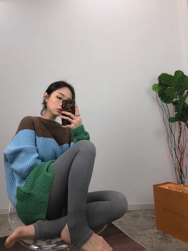 [2개구매할인/고리형,일반형] 밍크융안감 겨울 융털 데일리 골지 기모레깅스(3color) 상세 이미지 5
