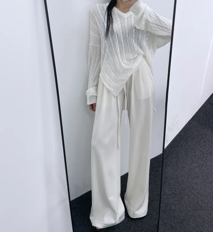 * 차르르 날씬핏 * 와이드팬츠 여름 트레이닝바지 여름옷 봄 밴딩 바지 찰랑팬츠 핀턱 와이드 롱 팬츠 쭈리 여름바지 봄바지 가을바지 츄리닝 상세 이미지 9