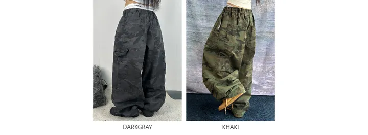 [UNISEX/소장추천!]밀리터리 카모 카펜더 스트랩 포인트 핀턱 와이드 벌룬 팬츠(2color/3-5일 여유주문) 상세 이미지 2